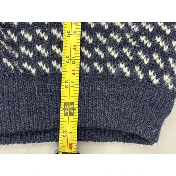Vintage LL Bean Norwegian Birdseye Fair Isle Fisherman Wool Sweater Size L Blue - Picture 6 of 13
